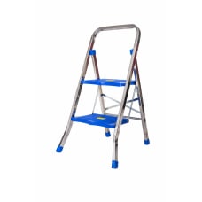 Sicos, Sgagabello-Scaleta 2 gradini in acciaio, modello Phy 2, colore argento. capacità 150 kg. Peso 3.5 KG. Prodotto in Italia, brevetto salvaspazio